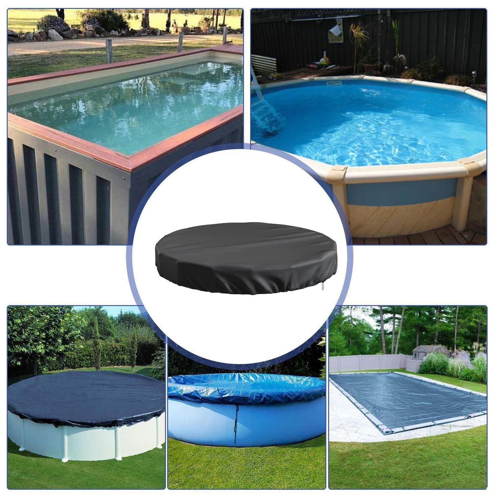 Copertura per piscina, impermeabile, resistente ai raggi UV, antipolvere, Oxford, rinforzata, per vasca idromassaggio, protezione per tutte le condizioni atmosferiche, patio, giardino e vacanze