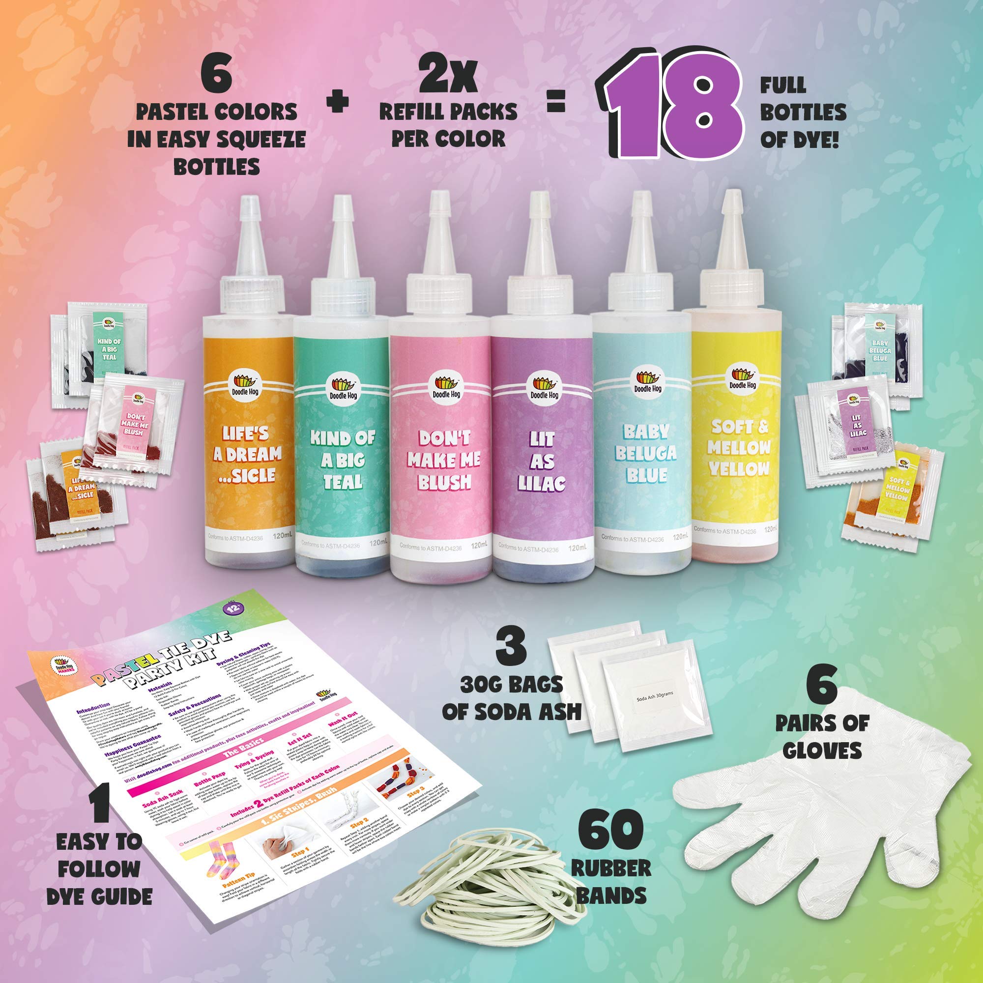Pastel Tie Dye Kit, DIY Tie Dye Kit, Tydie Kits, Pastel Fabric Dye