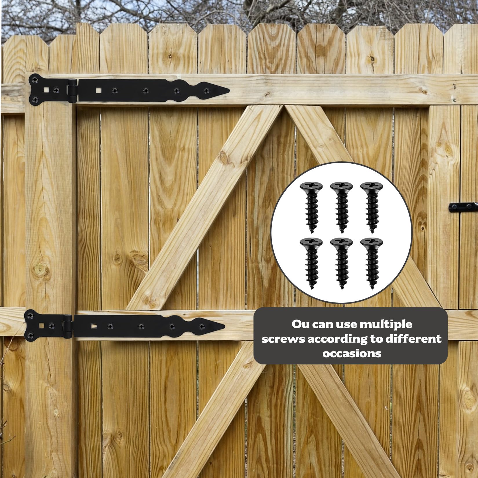 Cerniere A T Per Cancelli 155mm - 4 Pezzi In Acciaio Per Porte Legno Esterno, Giardino E Fienili - Foto 5