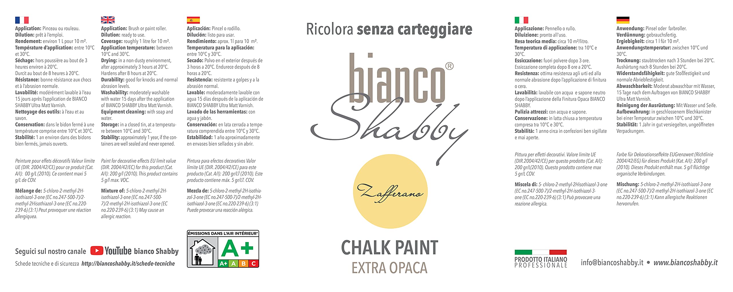Chalk Paint azafrán y cera neutra Shabby Chic (500 ml) + cera profesional (500 ml)