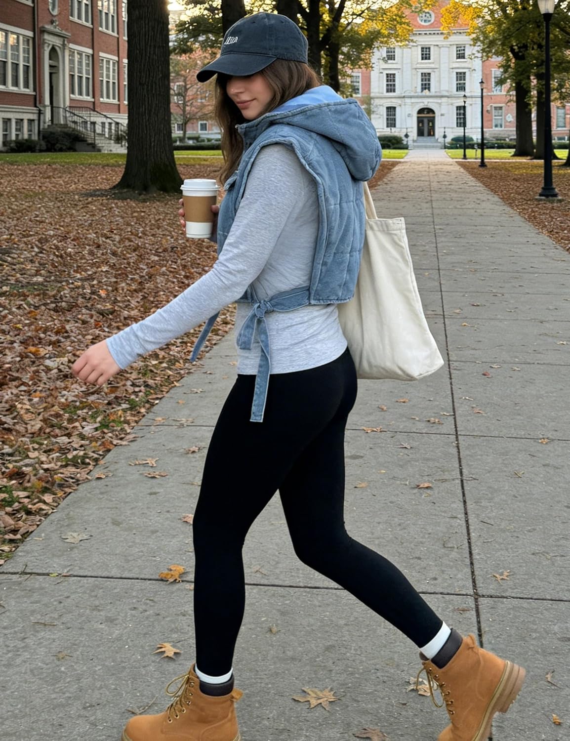 Womens Denim Cropped Puffer Vest Y2K Sleeveless Hooded Padded Puffy Coat Jean Bubble Vests - Image 5