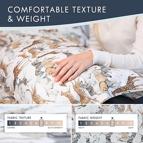 Miniatura 3 de Where The Polka Dots Roam Juego de sábanas tamaño matrimonial de animales de safari para niños, ropa de cama de aventura en la selva para