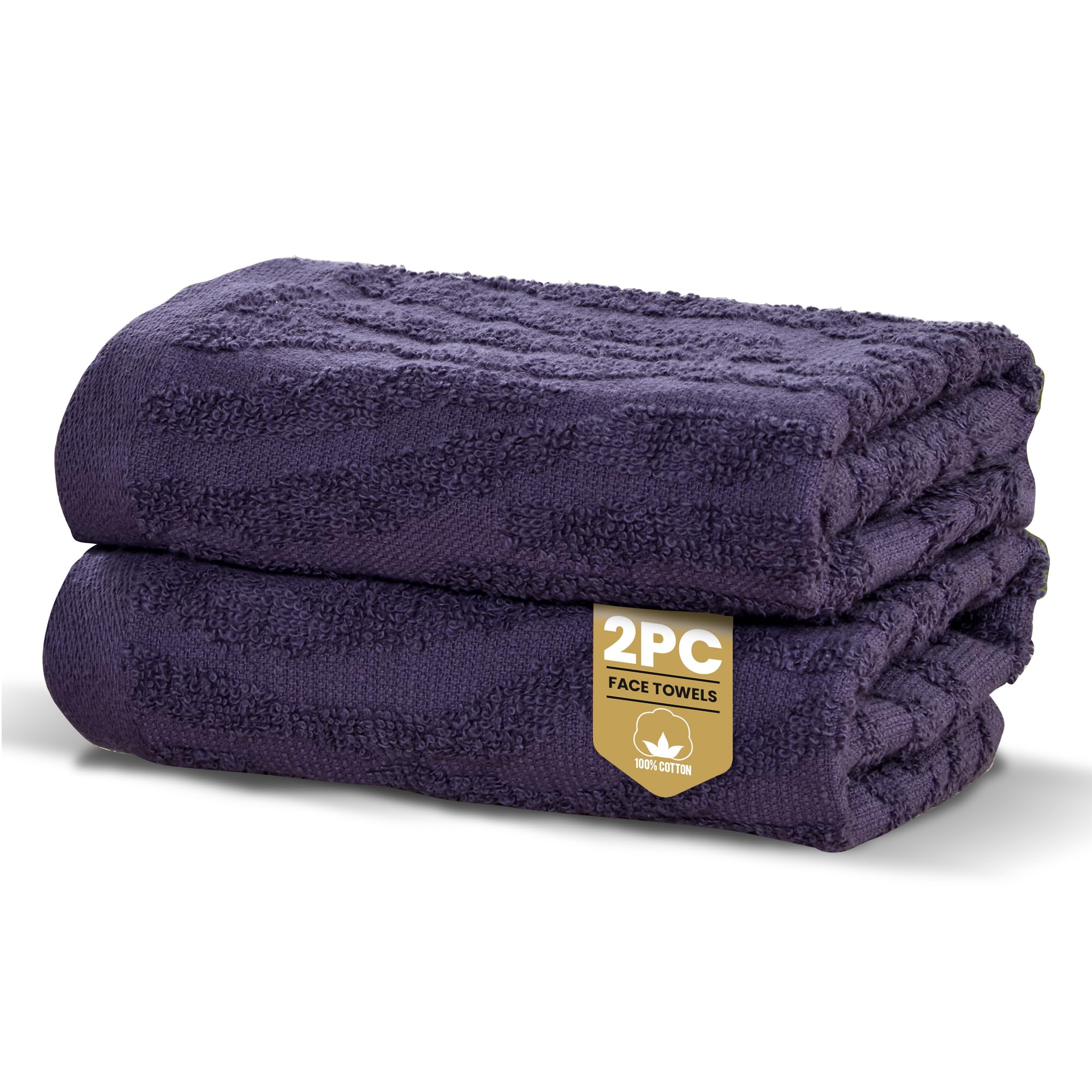 Rapport Home Safari Face Towels 2-Pack | Luxurious 100% Cotton 500gsm Soft Absorbent Face Cloths | Oeko-Tex Certified Bathroom Hand Towels | Damson (30x30cm)