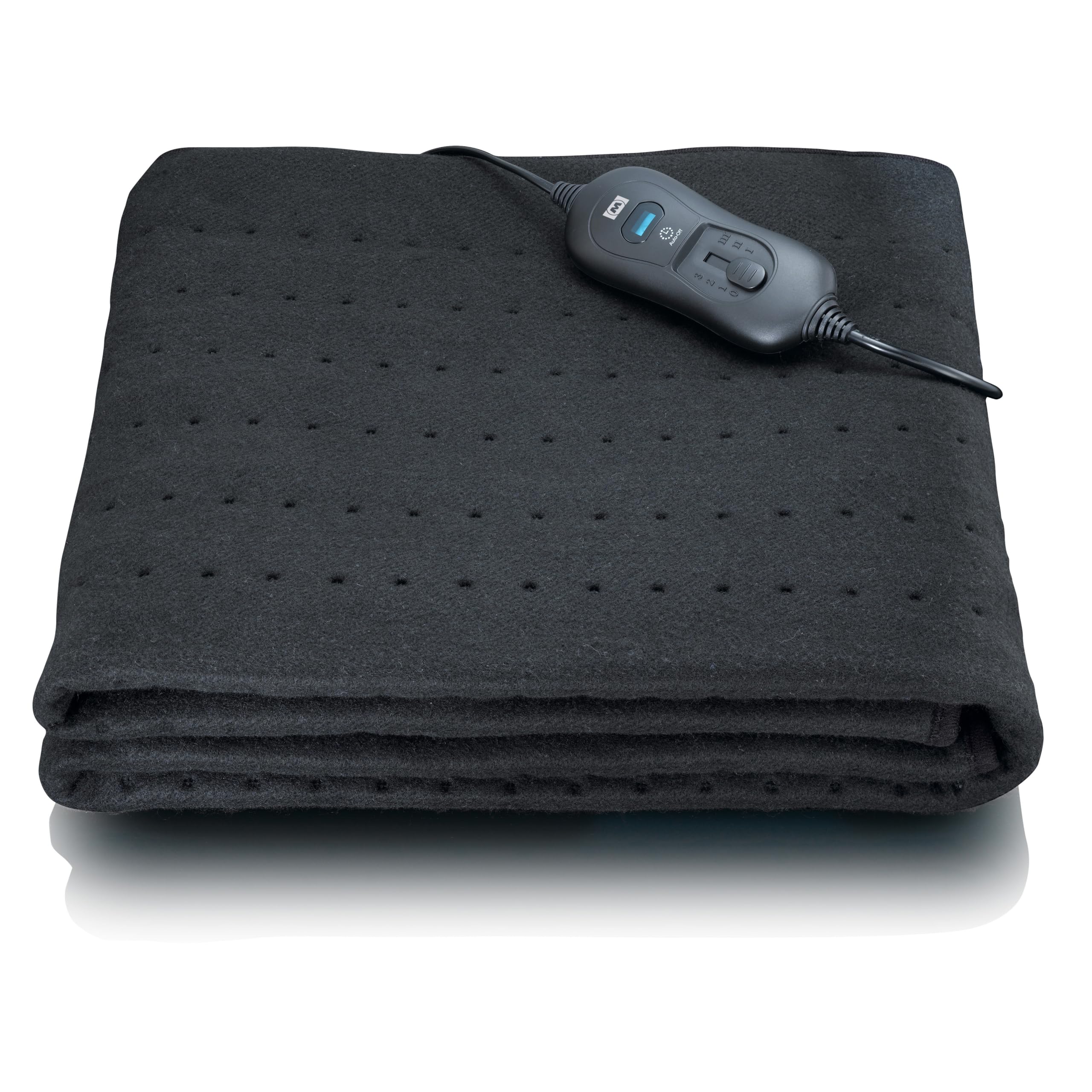 Melissa 16760050 Elektrische Heizdecke - Waschbar, 3 Temperaturstufen mit LED-Anzeige, Überhitzungsschutz, Automatische Abschaltung, 80x150 cm, Schwarz
