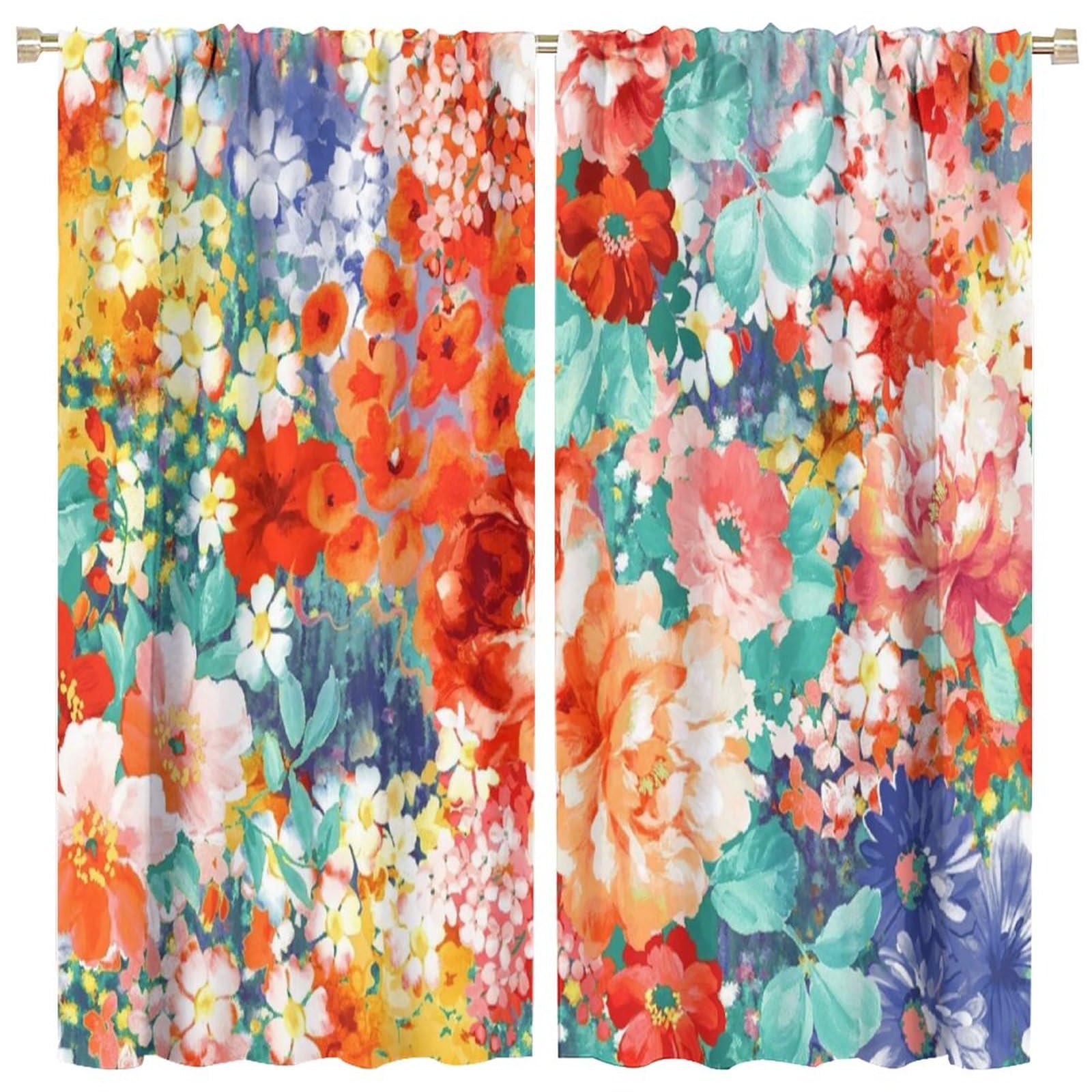 BenYaSong Paisley Flower Blackout Window Curtains, Thermal Insulated Room Darkening Curtains for Living Room Bedroom Window Drapes Window Curtain 2 Panels 84x84in