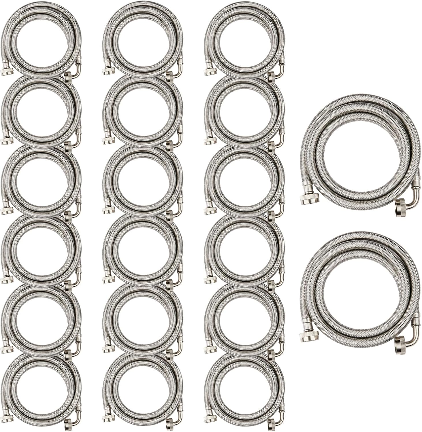 2 Pack Foskan 5FT Stainless Steel Braided Washing Machine Hose,Burst Proof PVC Core for Hot and Cold Water Supply Lines (5FT)