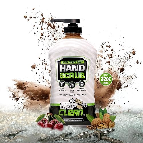 Miniatura 7 de Grip Clean Limpiador de manos ultra resistente para mecánicos, tecnología de infusión de cáscara de nogal y arcilla que elimina grasa, aceite y