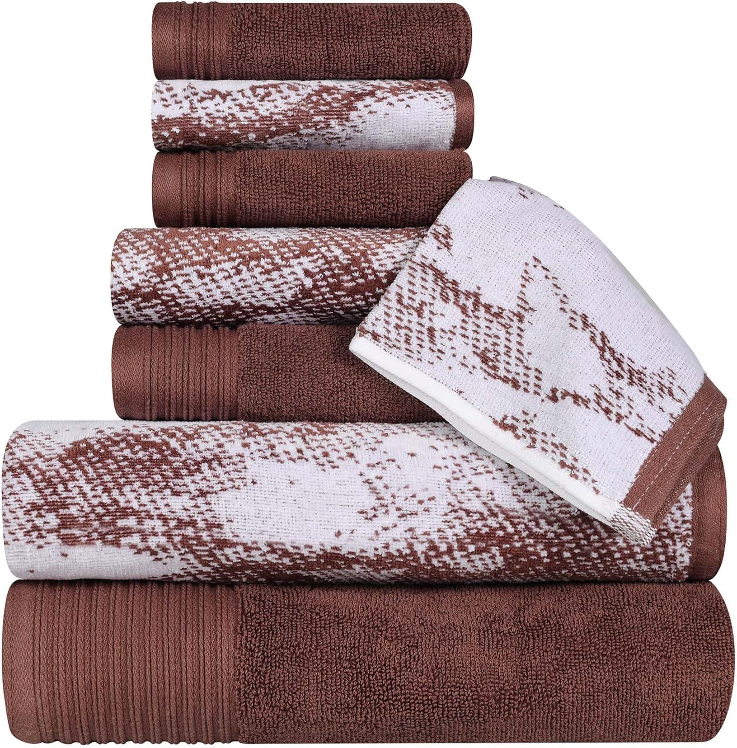 Superior Juego de Toallas de algodón, absorbentes, de Secado rápido, 8 Piezas, decoración de baño, patrón sólido de mármol, Incluye 2 Toallas de baño, 2 Toallas de Cara y 4 Toallas de Mano, Color