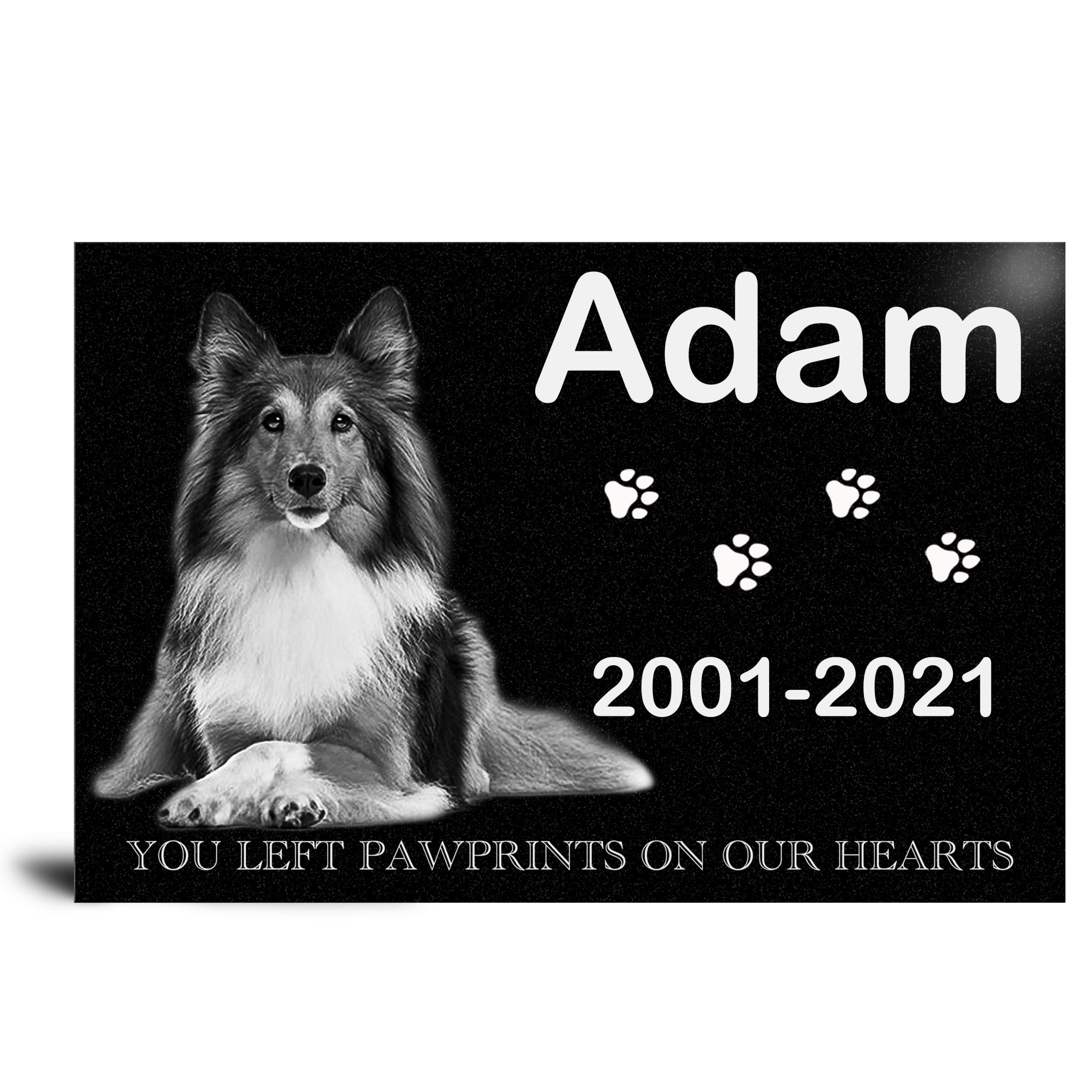 ADFSTONE Pet Memorial Stones Personalized Dog Remembrance Gifts, Customized Dog Picture Grieving Plaque, DIY Gravestone, Custom Sympathy Photo Gift, Animal Grave Markers.