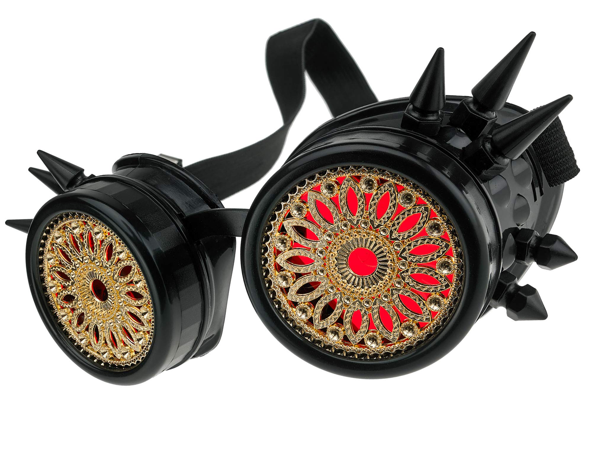 Mfaz Morefaz Ltd Unisex Black Spikes Design Welding Cyber Goggles With Spikes Steampunk Goth Cosplay Sunglasses Round Glasses Party Fancy Dress (Black Spikes Design)