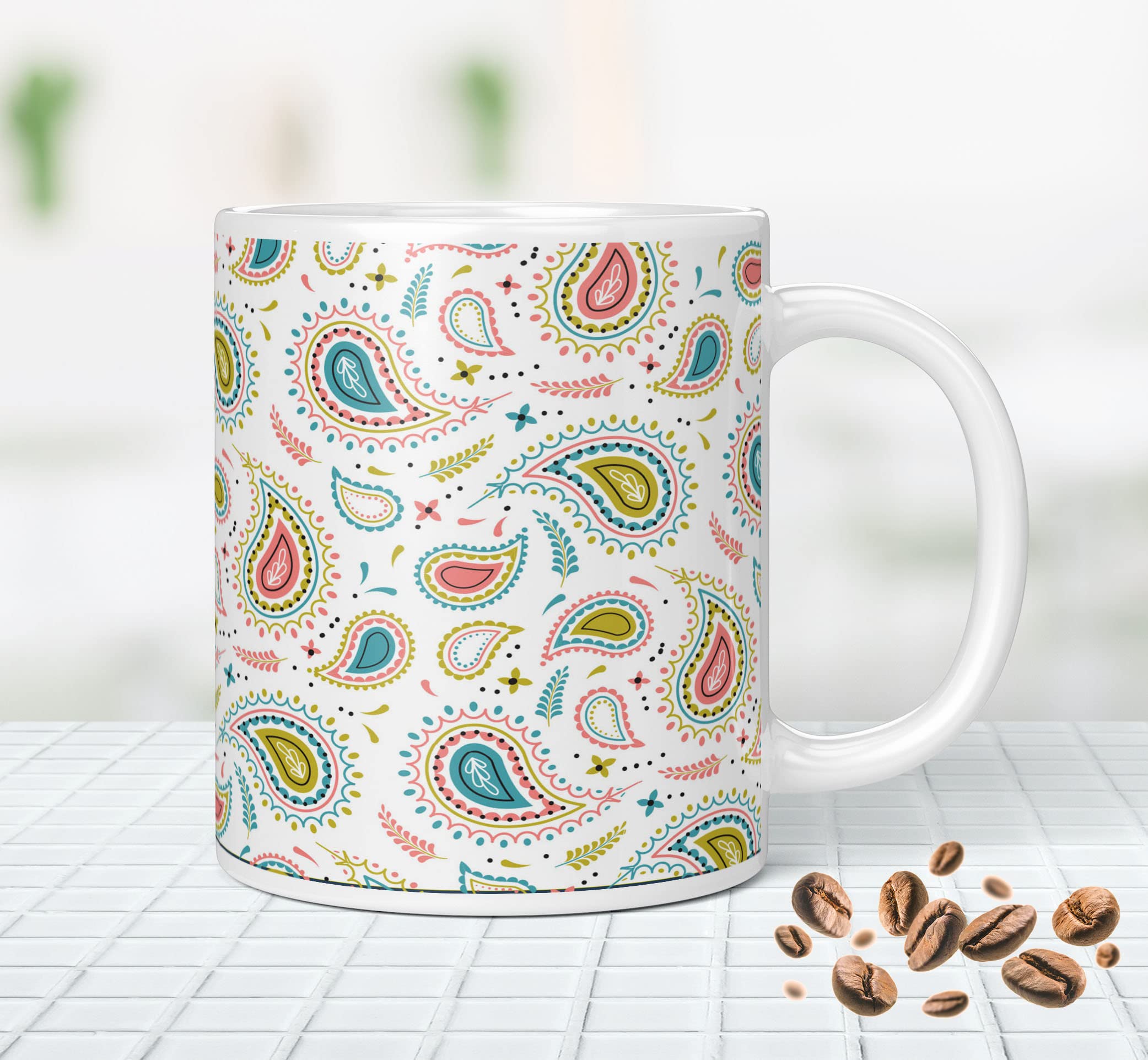 NH10 DESIGNS Beautiful Theme Pattern Printed Coffee Mug Tea Cups (350ml) - for Girls, Boys, Family, Friends, Birthday Gift, Diwali Gift, Return Gift, (Microwave Safe Ceramic Tea/Coffee Mug) - HCWM 19