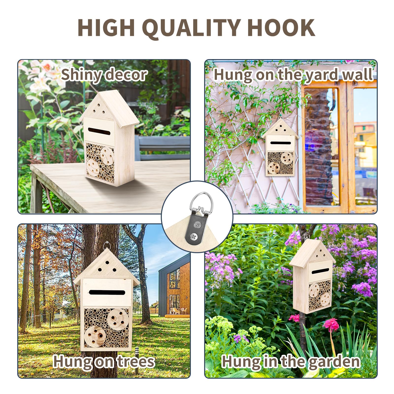 Insektenhaus aus natürlichem Holz, wetterfest, Insektenhotel für Gärten, Marienkäfer, Florfliegen, Schmetterling, Mauerbienen, Einzelgänger, Laubschneider und viele andere nützliche