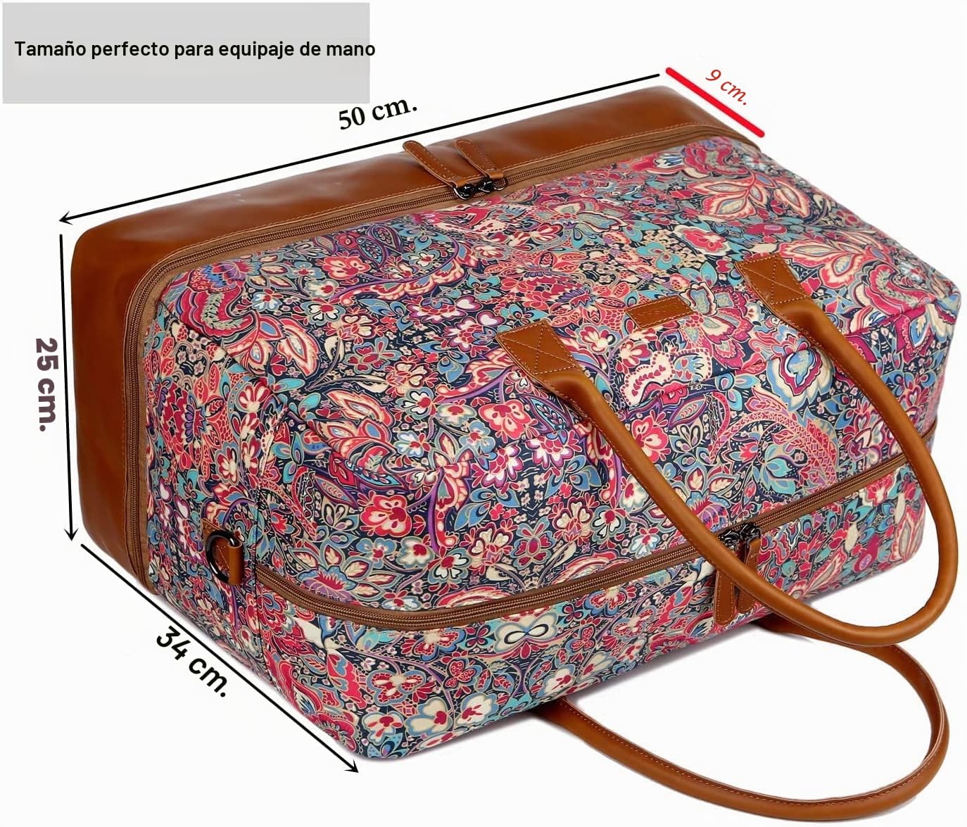 Travel Duffel Weekender Bolsa de viaje de mano para fin de semana con compartimento para zapatos para mujer HB-10, 50 cm x 33 cm x 25 cm