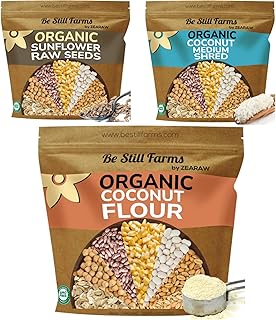 Organic Coconut Flour for Baking, Organic Shredded Coconut Unsweetened (2.8 lb) & Organic Raw Shelled Sunflower Seeds by B...