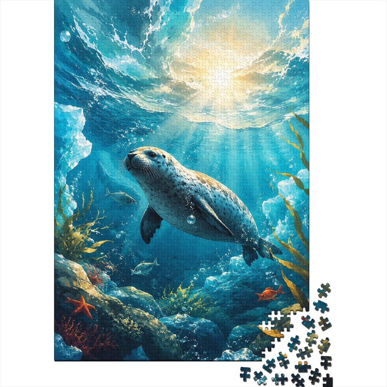 1000 Pieces Mini Jigsaw Puzzle Ocean Seal for Adults