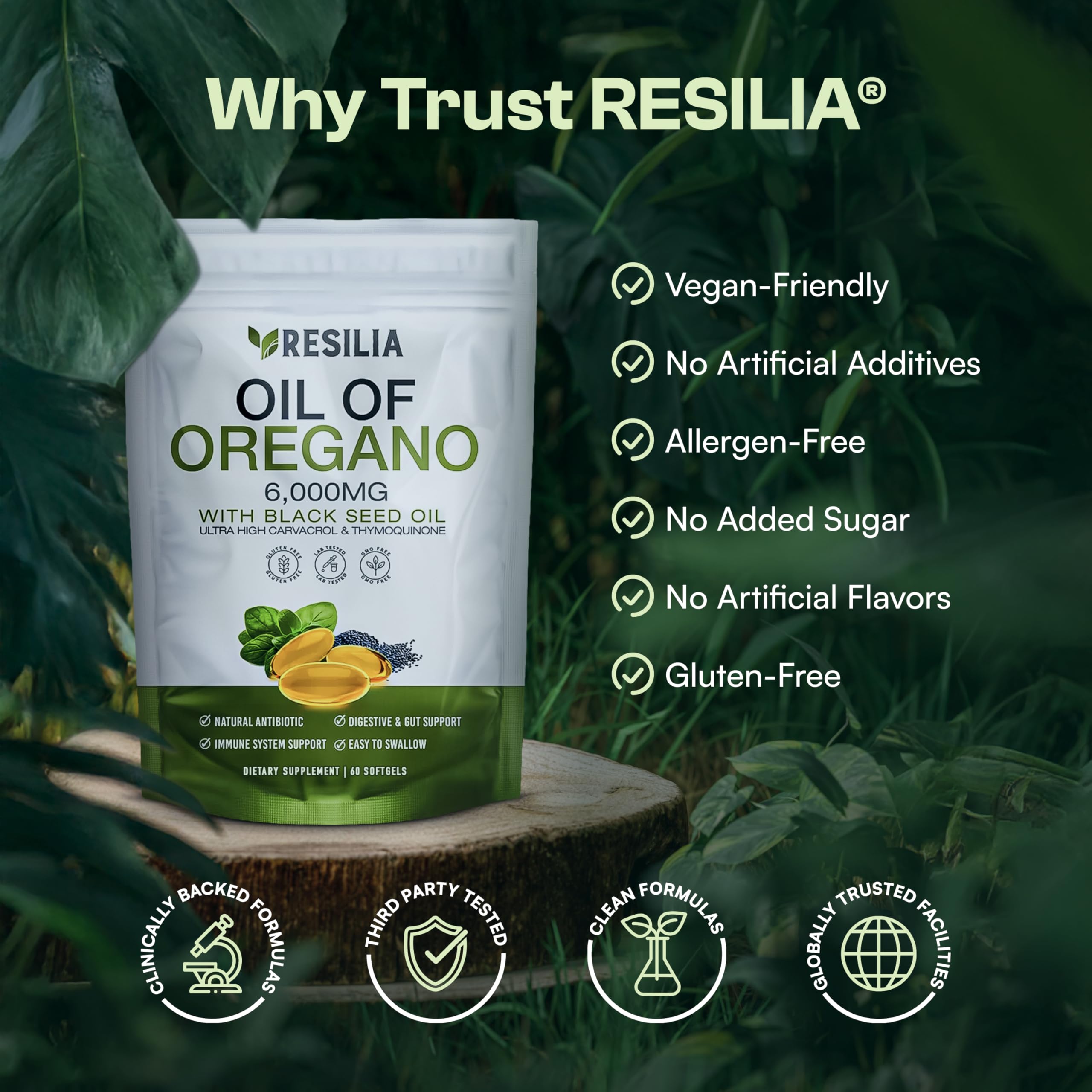 Softgels with Black Seed Oil 6000mg – Organic Oregano Oil Capsules for Immune & Digestive Support – Non-GMO, Gluten-Free Softgels – Natural Herbal Wellness Supplement