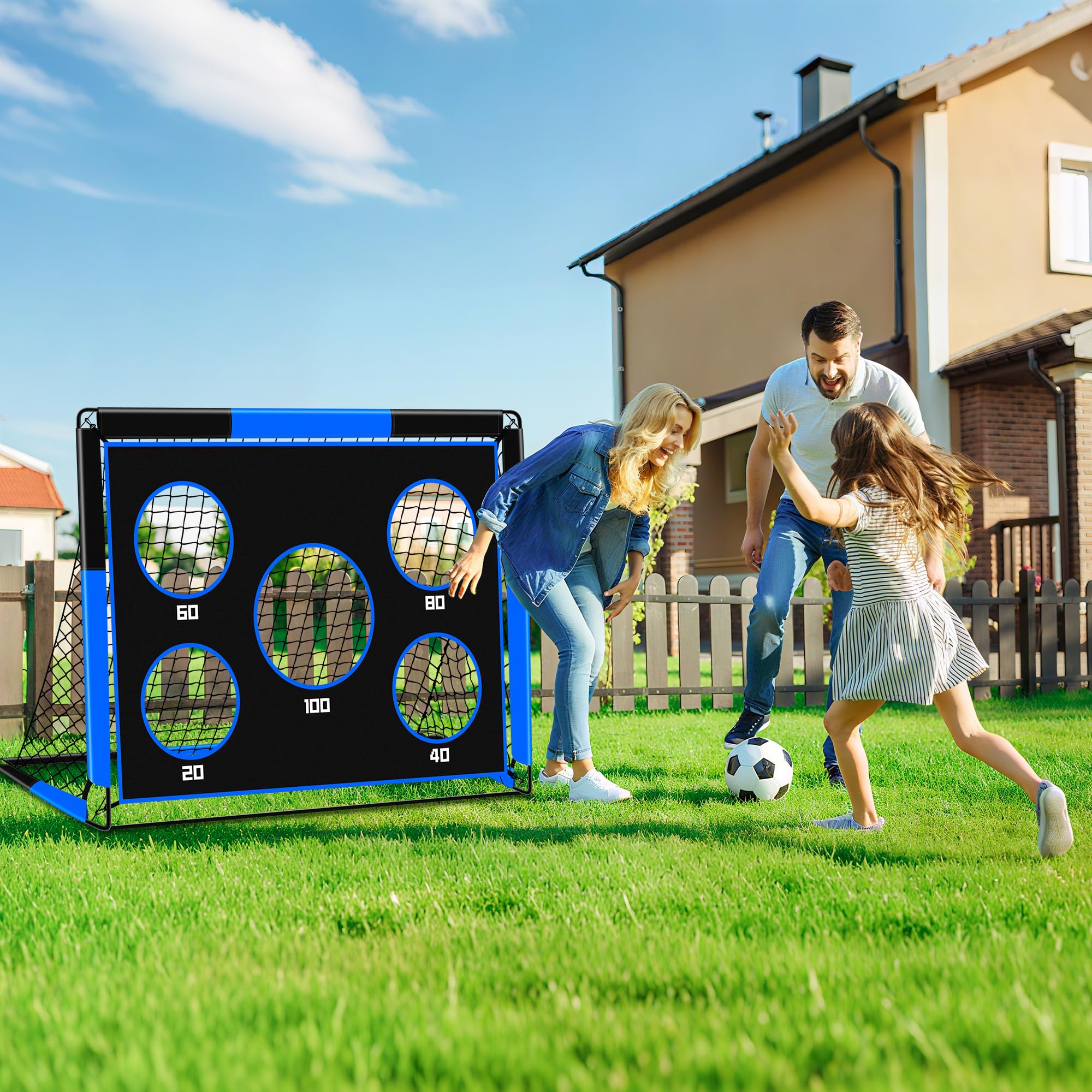 Portería de Fútbol para Niños, 2 en 1 Pop Up Porterías de Fútbol con 5 Disparar y Bolsa de Transporte, Equipos de Entrenamiento de Futbol Jardín Interior y Exterior