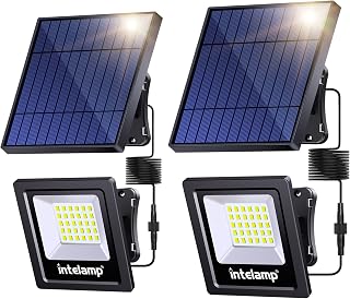 4400mAh Solar Flood Lights 2 Pack Outdoor Solar Security Light | Dusk to Dawn Auto On/Off IP65 Waterproof Solar Powered Lights for Porch, Balcony, Yard, Garage, Barn, Garden & Fence