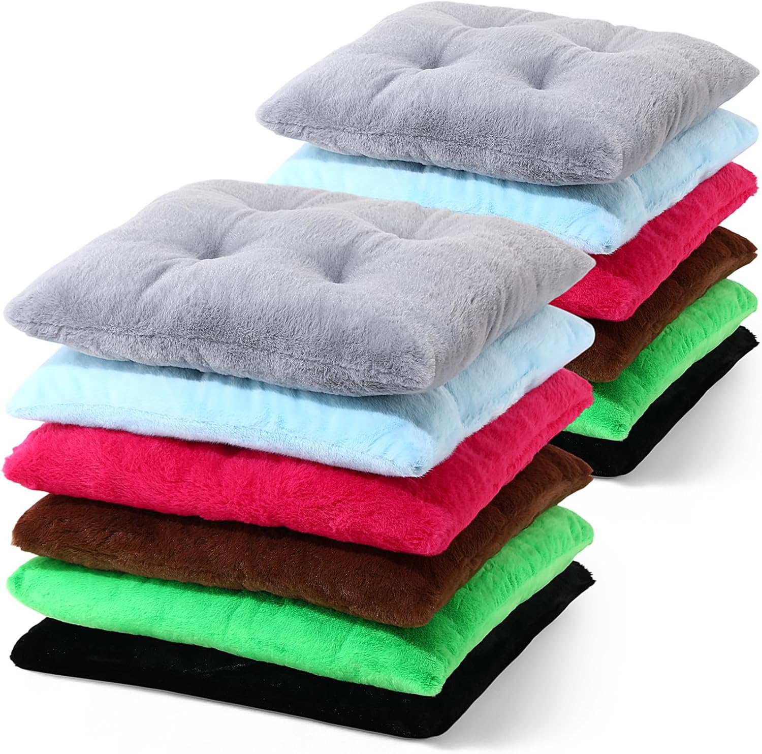 AceOrbit 12 Pcs Faux Rabbit Fur Floor Pillows for Adults 15.7'' Large Floor Cushions 2.4'' Thick Soft Sitting Pillows Meditation Yoga Winter Family Party Classroom Tatami Nursery Chair Home