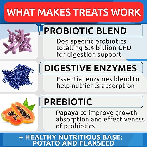 Miniatura 6 de Probióticos masticables para perros + paquete de glucosamina  Gas, diarrea, alergia, estreñimiento, alivio del malestar estomacal + cuidado de la