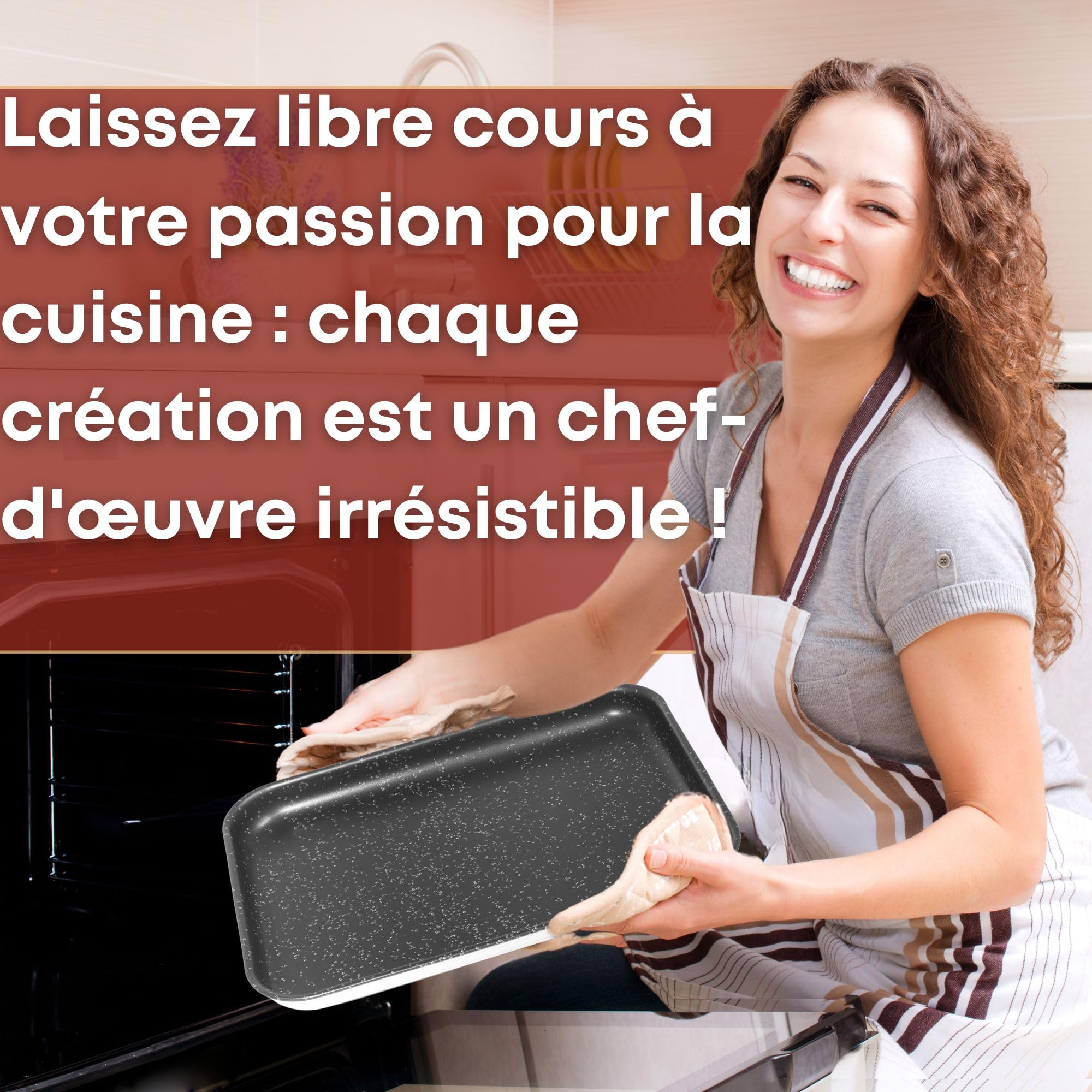 NAMAI - Plat Rectangulaire four - 40CM x 28CM - Antiadhésif - Aluminium - Plaque Pizza - Grand Plat - Plaque à Pâtisserie Pour four (40 x 28 CM)
