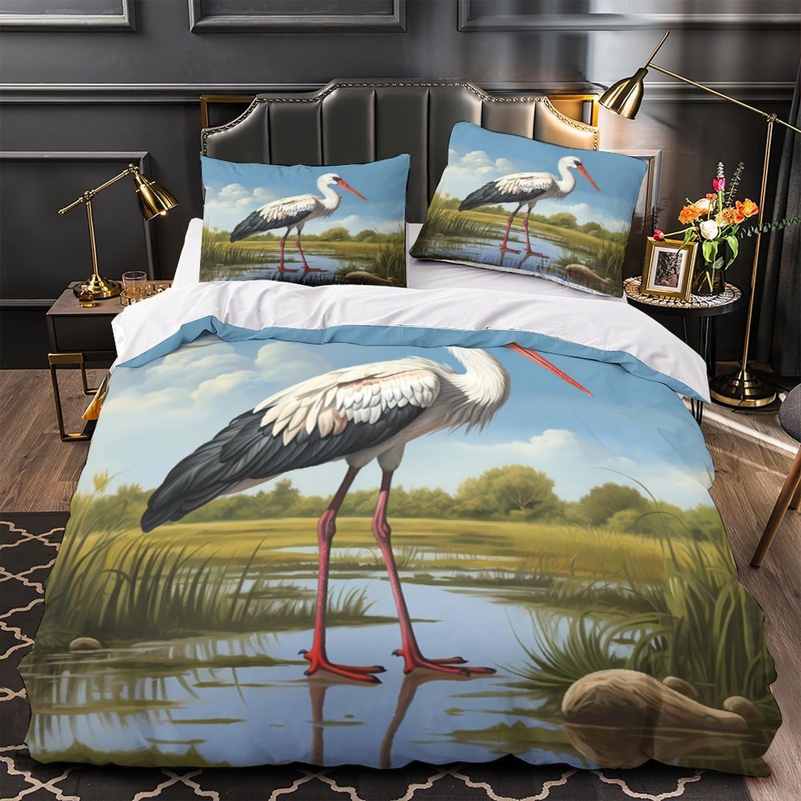 Housse de couette cigogne 135x200cm avec fermeture éclair super douce et microfibre durable