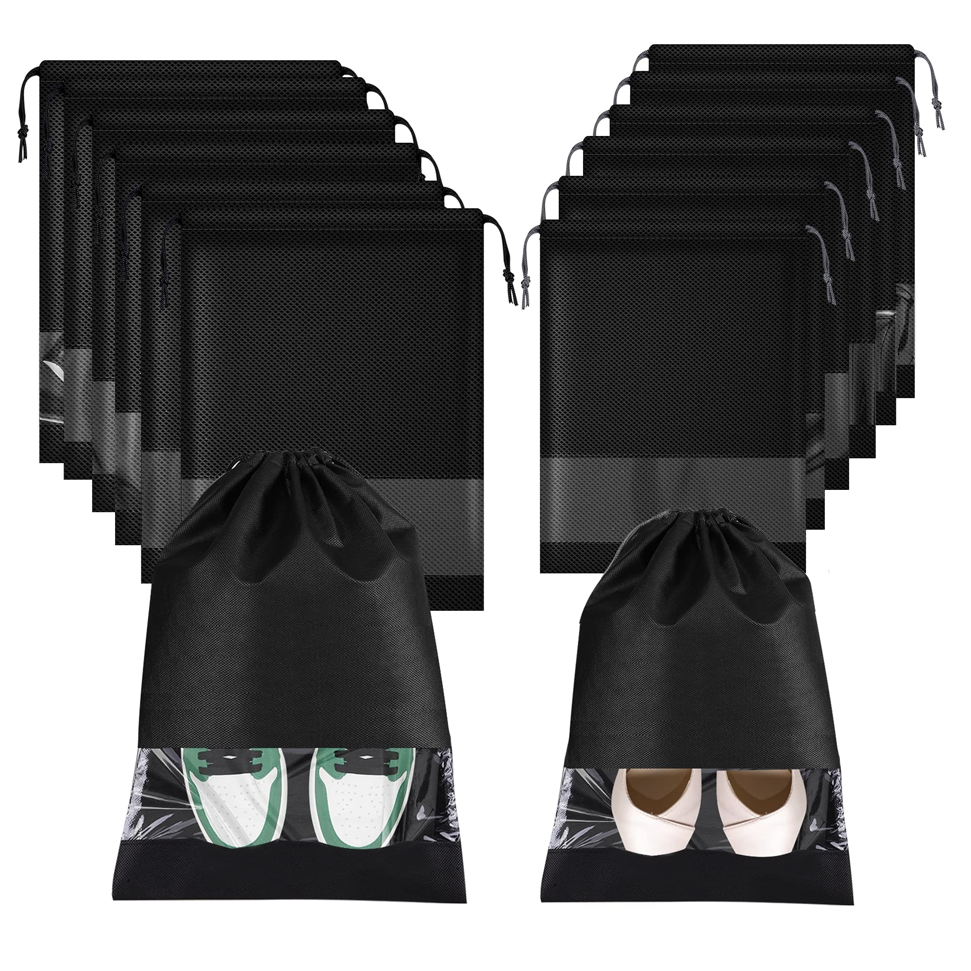 SPIKG Travel Dust-Proof Shoe Bags with Transparent Window Shoe Organizer(6 XL and 6 L)