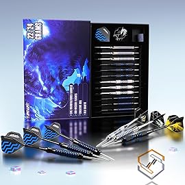 Turnart Darts Metal Tip Set - Steel Tip Darts Darts Set Professional Metal Darts Dart Board Set 12 Pcs 24 Gram 20 O-Rings Aluminum Darts Shafts 24 Extra Flights Darts Tool