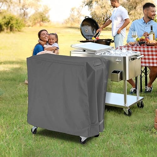 Miniatura 5 de AKEfit Funda impermeable para carrito de patio, cubierta impermeable para carrito de hielo de 65 a 80 cuartos de galón de capacidad, 34 pulgadas de