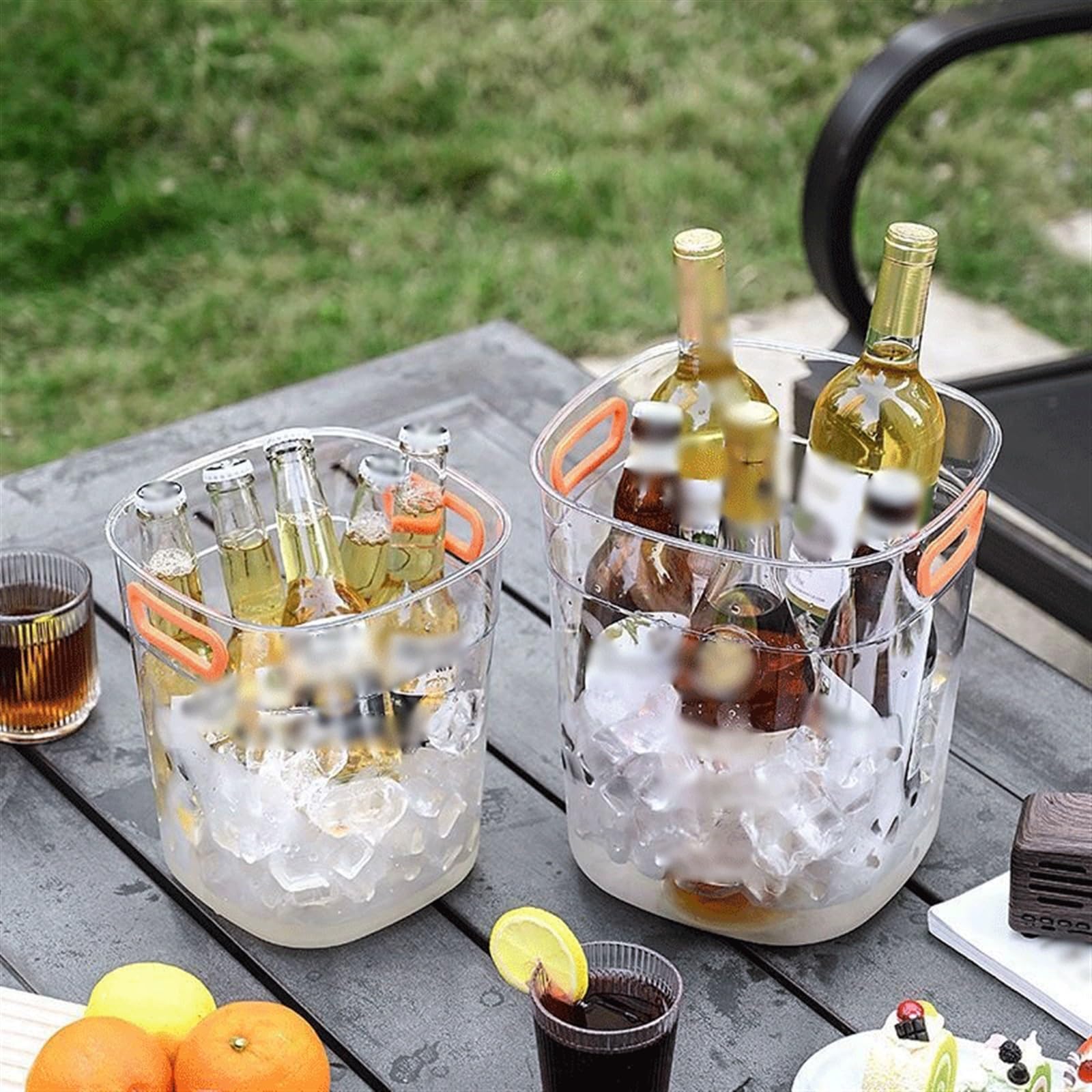 Portabilität Eiskübel for Zuhause, Bieraufbewahrung, Eimer for Picknick im Freien(Transparent)