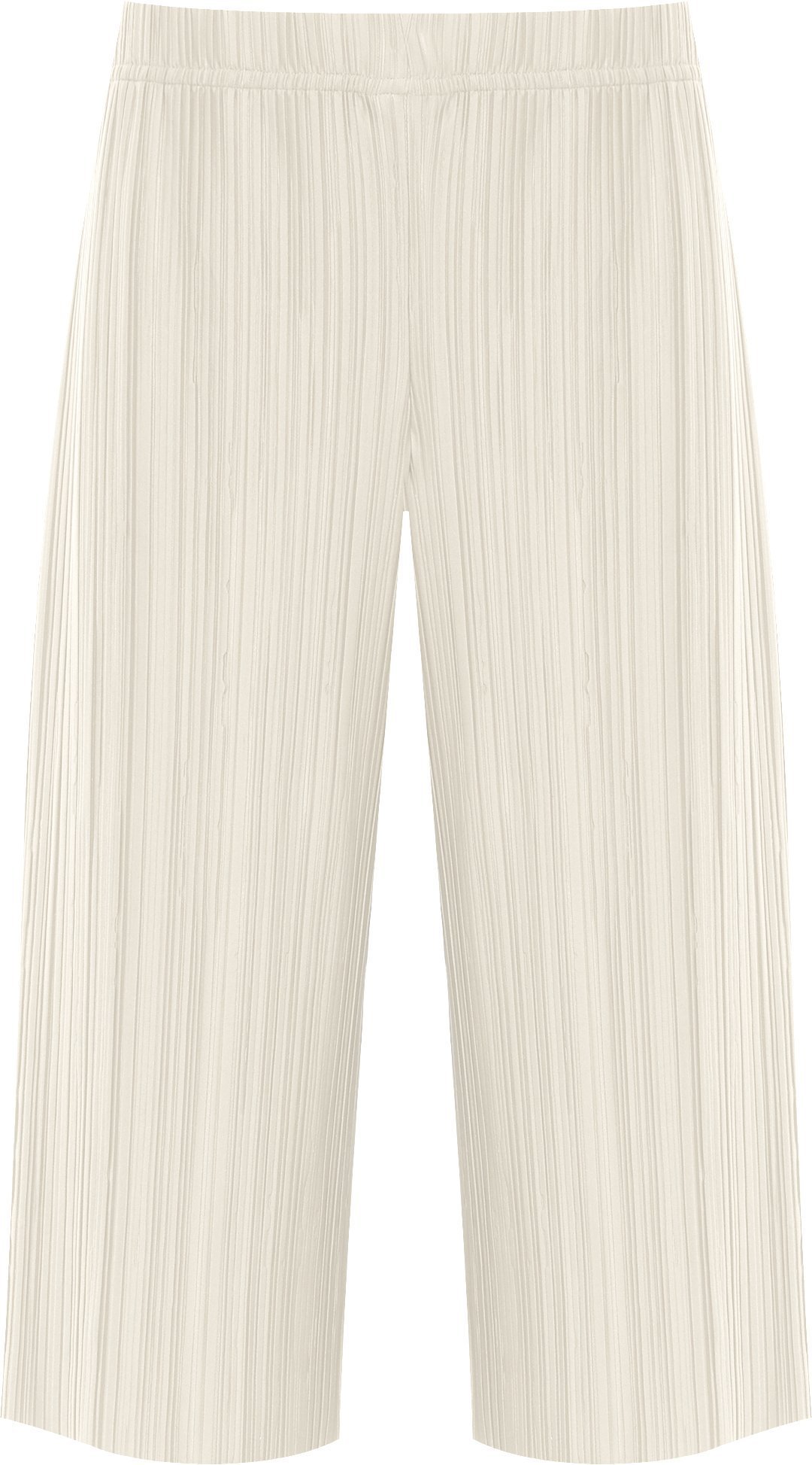 WearAll Women's Plus Pleated Elasticated Culottes Ladies Stretch Baggy Fit Shorts Pants - Cream - 28-30