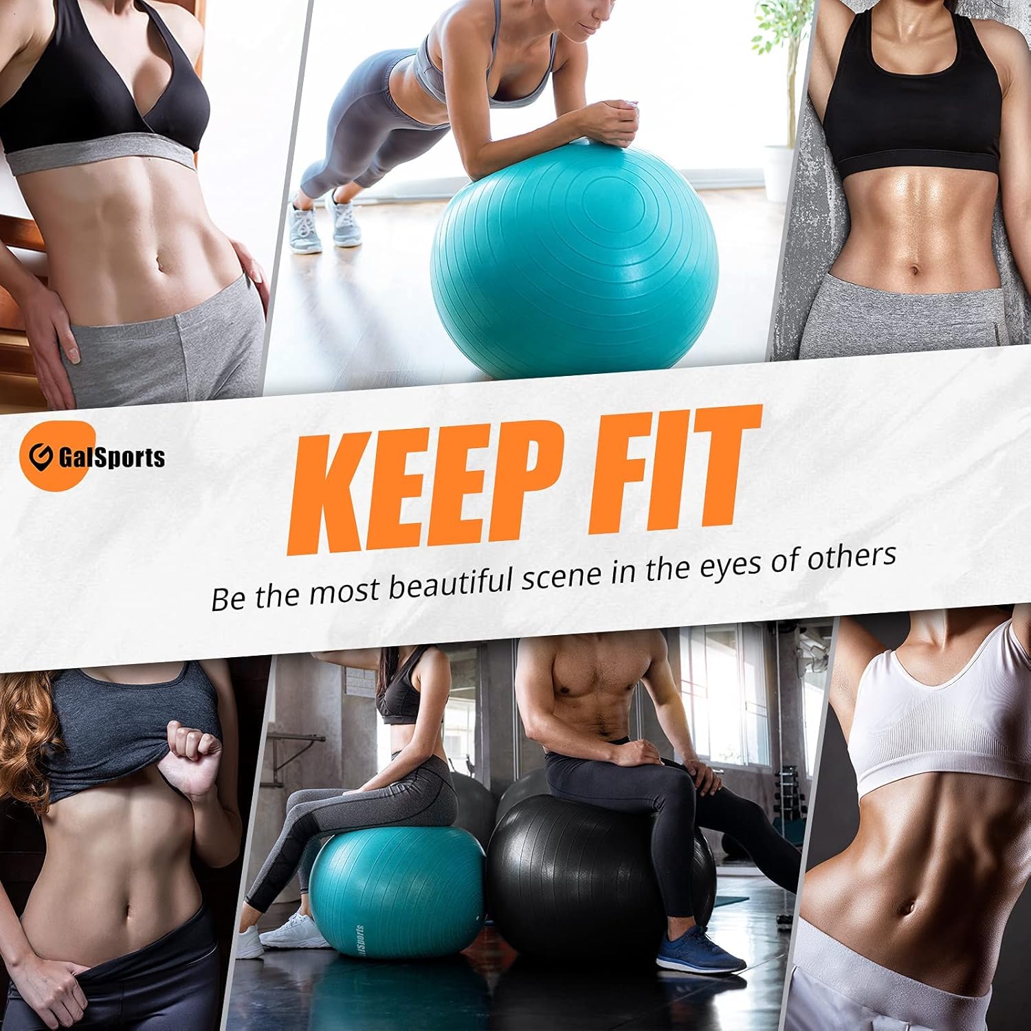 GalSports Exercise Ball (45cm-75cm), Yoga Ball Chair with Quick Pump, Stability Fitness Ball for Core Strength Training & Physical Therapy : Sports & Outdoors