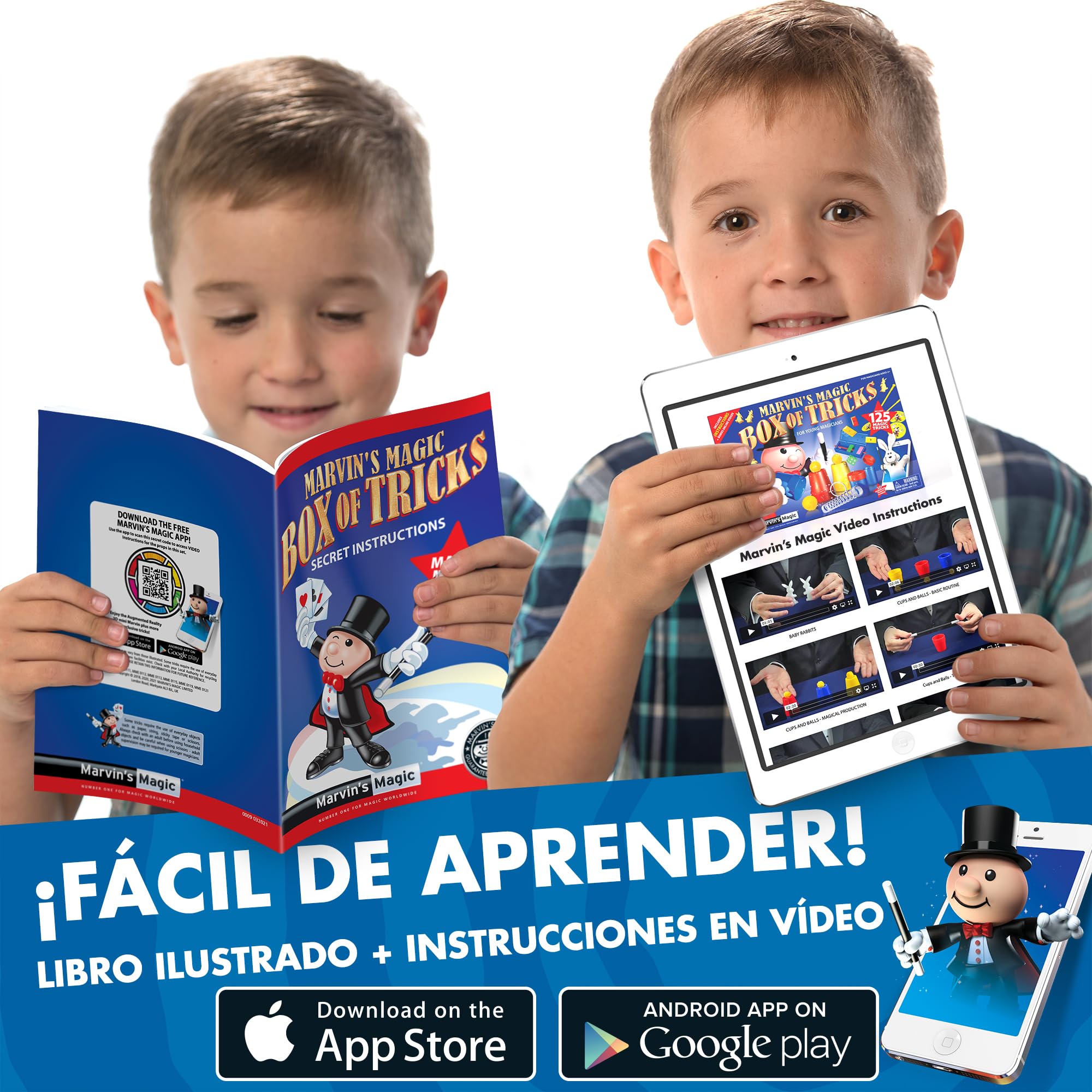 Marvin's Magic - Set de Magia para Niños - Gama de Magia Fácil - Incluye Varita Mágica - Trucos de Cartas - Mucho Más - Adecuado para Edades de 6+ - 125 Trucos de Magia - Regalo Ideal Cumpleaños