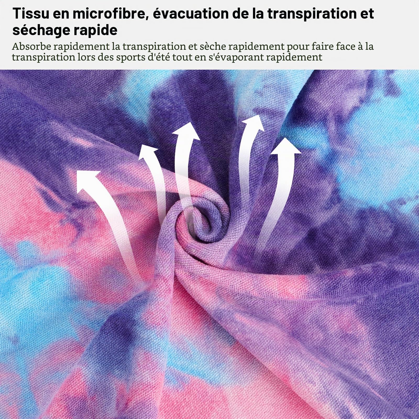 Tapis de yoga antidérapant avec sac de transport en maille, absorbant, fitness