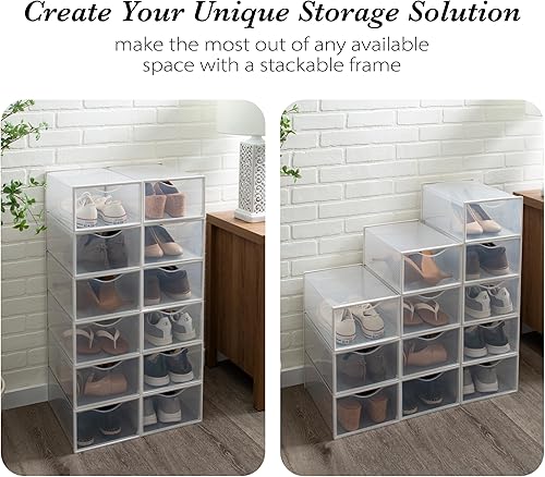 Miniatura 2 de Simplify Juego de 12 cajas de zapatos apilables  Personalizable  Se adapta a zapatos de talla 11  Diseño frontal  Almacenamiento de armario