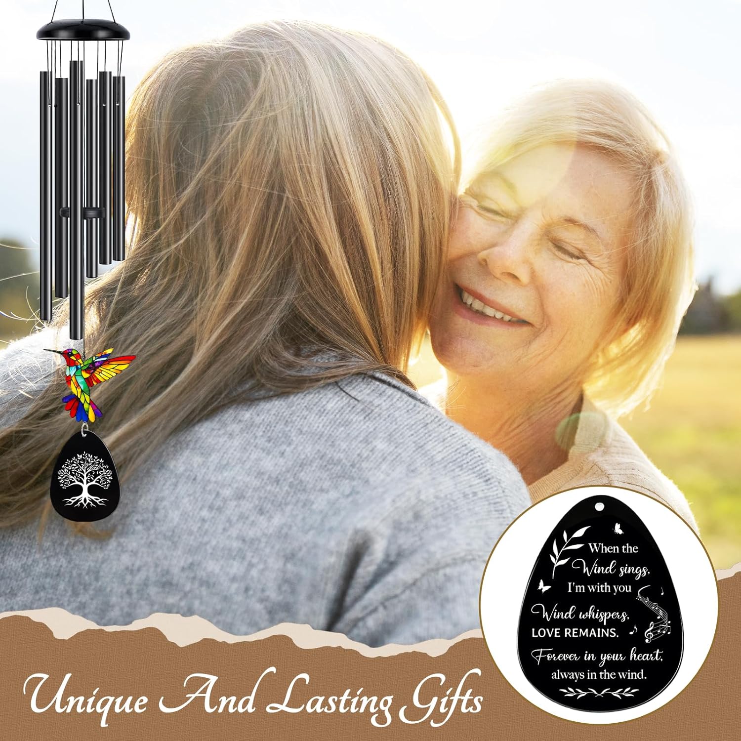 Sympathy Gifts for Loss of Loved One, Memorial Wind Chimes Gifts for Loss of Mom Dad, Bereavement Sympathy Memorial Gift for Loss of Mother Father Husband Condolence Remembrance - Image 2