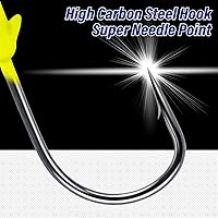 Vista 4 de Alwonder Paquete de 10 cabezas redondas de pesca, ganchos de róbala de lubina, ojos 3D, acero de alto carbono, 1/8-1/2 onzas, cabeza de plantilla