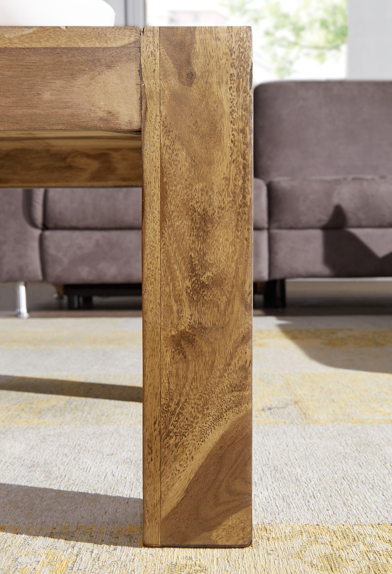 FineBuy Tavolino 110x60x40 cm Acacia Massello Rettangolare, Country