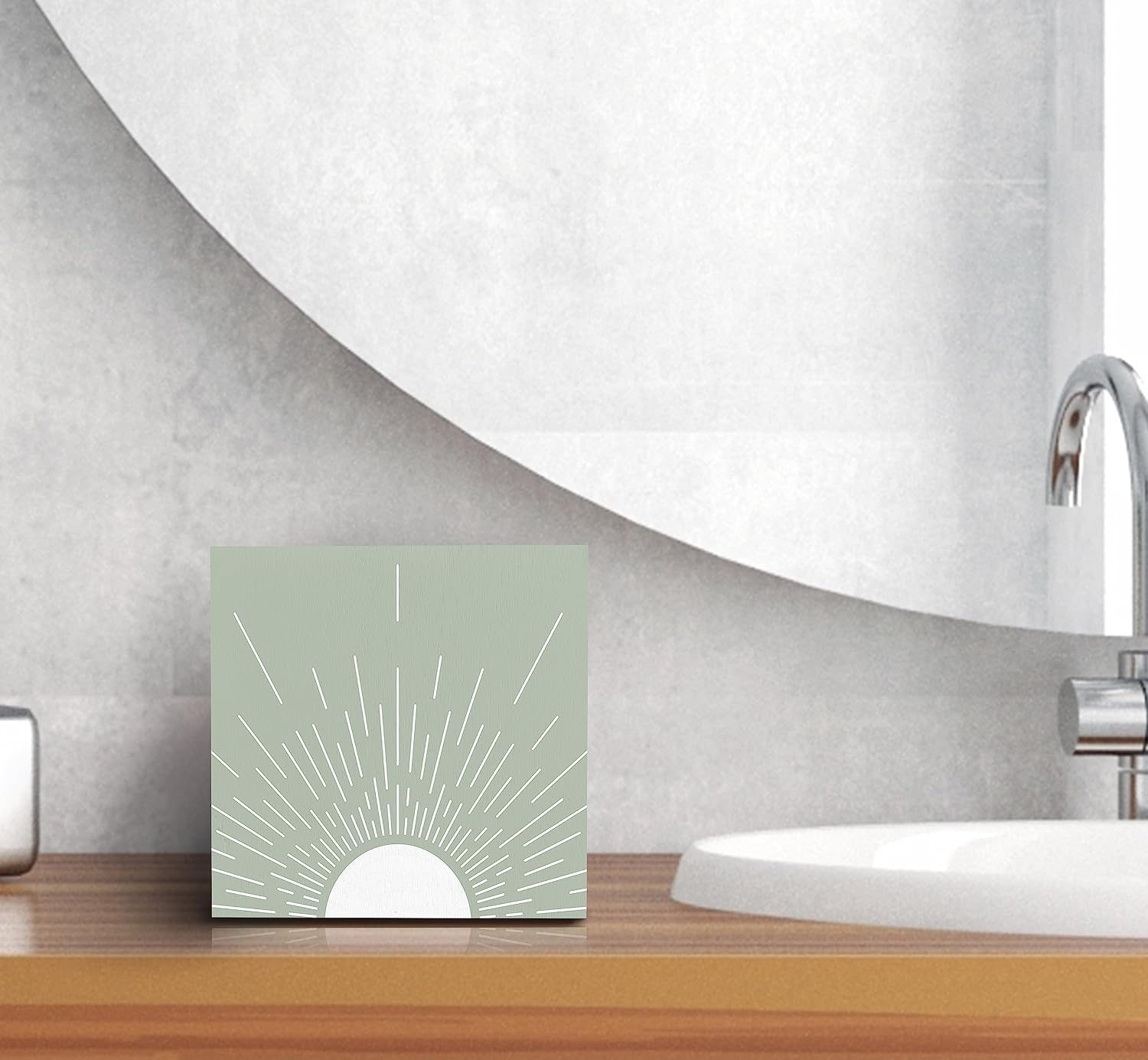SRADMO Boho Sun Sunrise Sunshine Sage Green Wood Box Sign Desk Decor,Boho Mid Century Modern Wooden Block Box Sign Decoration For Home Kids Room Nursery Playroom Classroom Wall Shelf Table Decor image 5