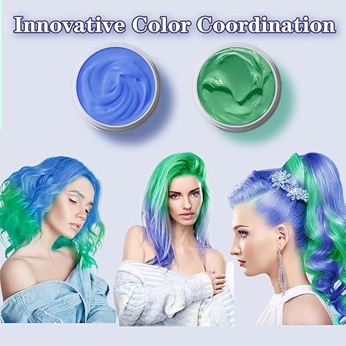 Miniatura 4 de Cera de color azul lavable, tinte temporal de color para el cabello para niños, cera de color instantáneo natural, peinado, pomadas para el cabello
