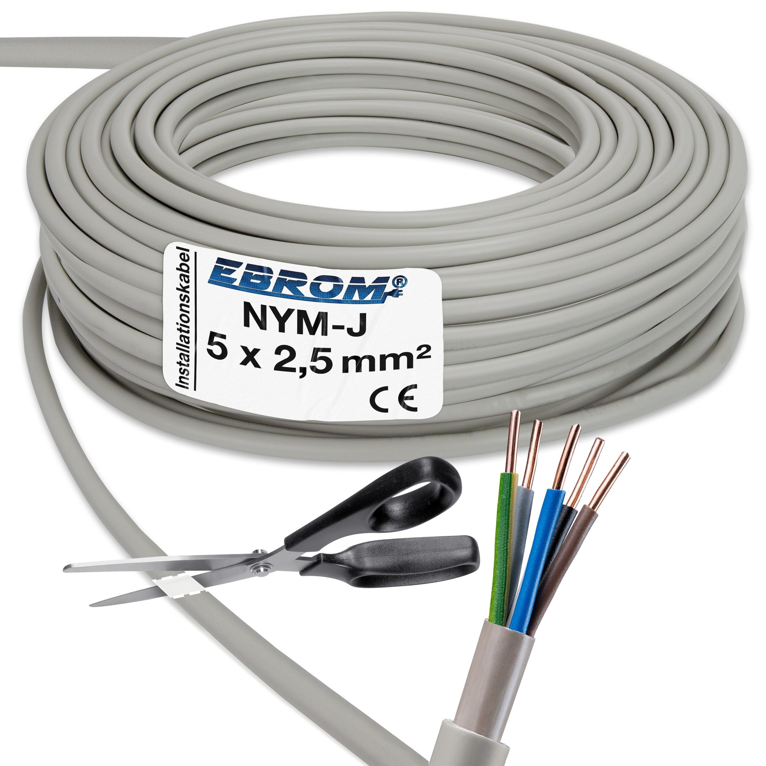 Vendita al metro al metro preciso: NYM-J 5 X 2,5 mm² (MM2) – Mantel accensione – Installation accensione – Grigio – Selezione incrementi di 1 meter – Esempio: