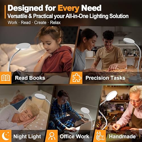 Miniatura 7 de Lámpara de escritorio LED de 24 W con puertos de carga USB, lámpara de mesa regulable con 3 temperaturas de color, 5 brillo, 4 temporizadores, luz