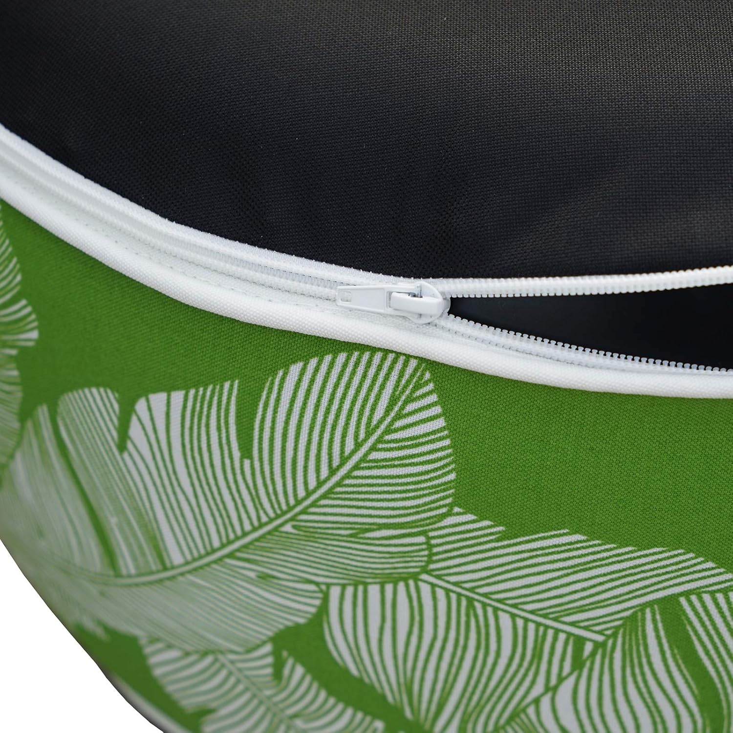 Kozyard Inflatable Ottoman Stool - Portable Round Pouf for Indoor/Outdoor Use - Perfect Small Foot Rest or Seating for Kids and Adults - Ideal for Camping or Home (Green Leaf)