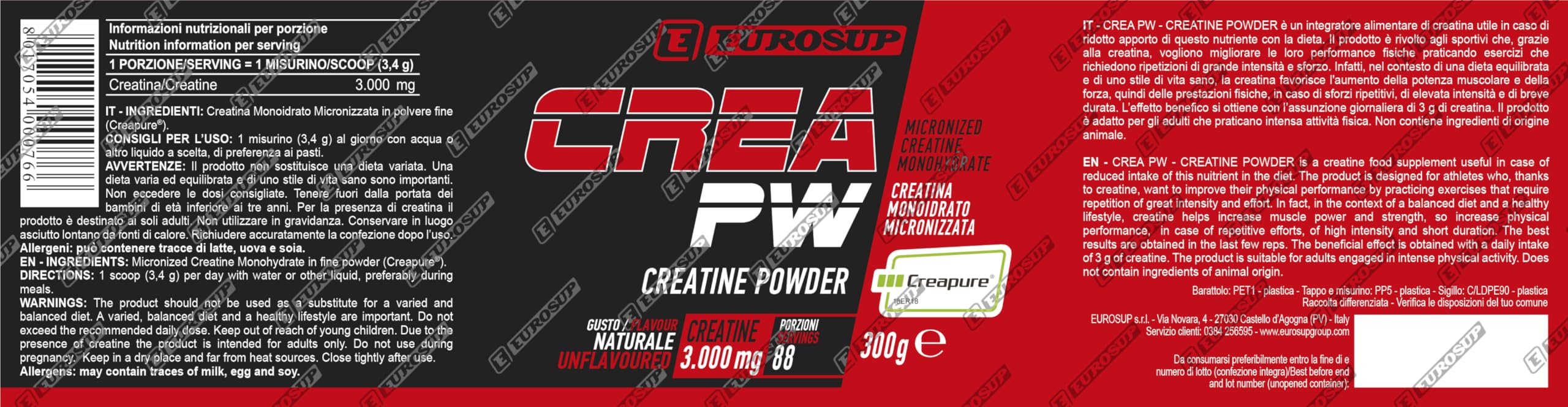 Eurosup Creatina 300 gr in Polvere