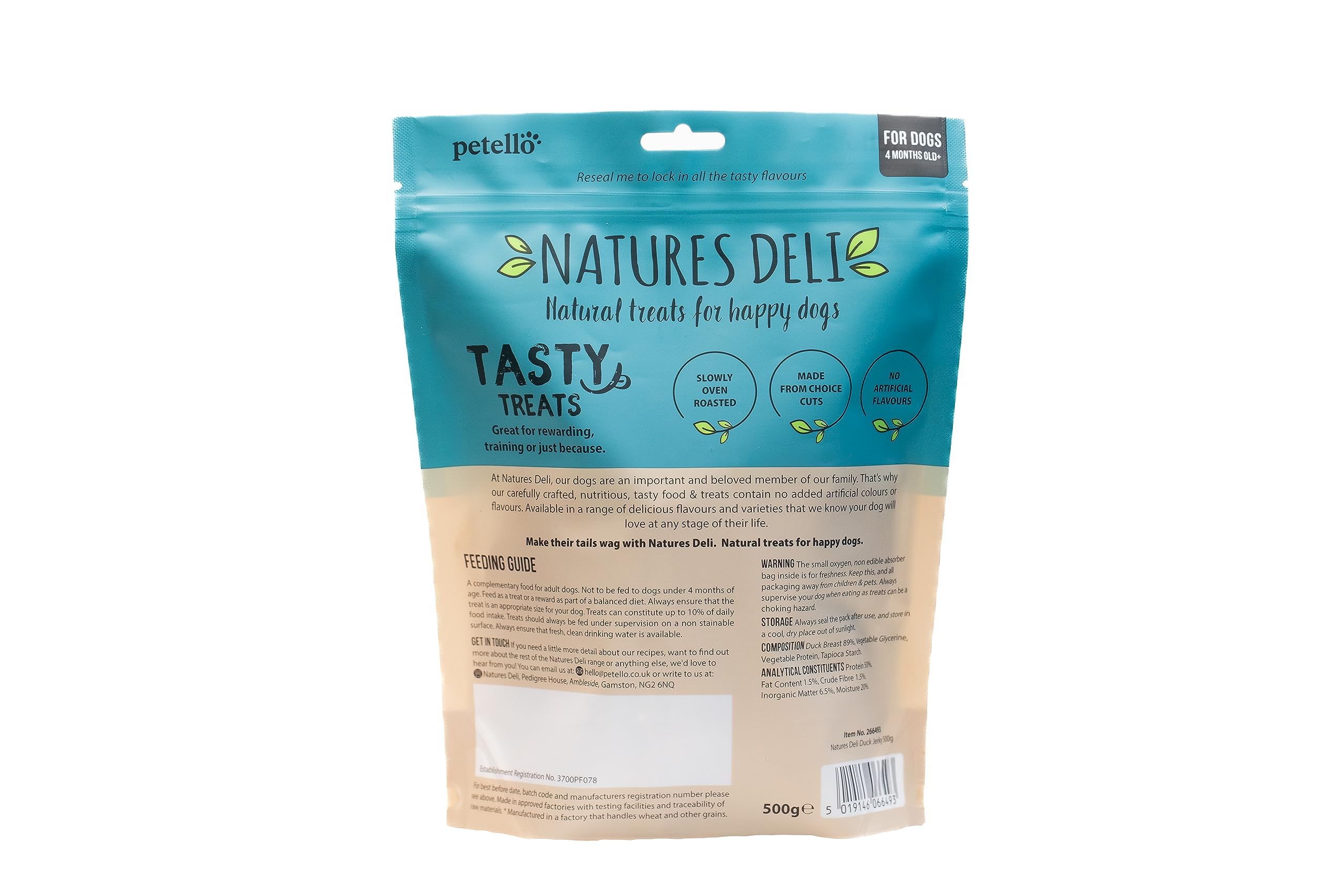 Natures Deli Duck Jerky Dog Treats, Grain Free Low Fat Treats for Dogs High Protein Dog Chews, 500 g (Pack of 1) - Image 3