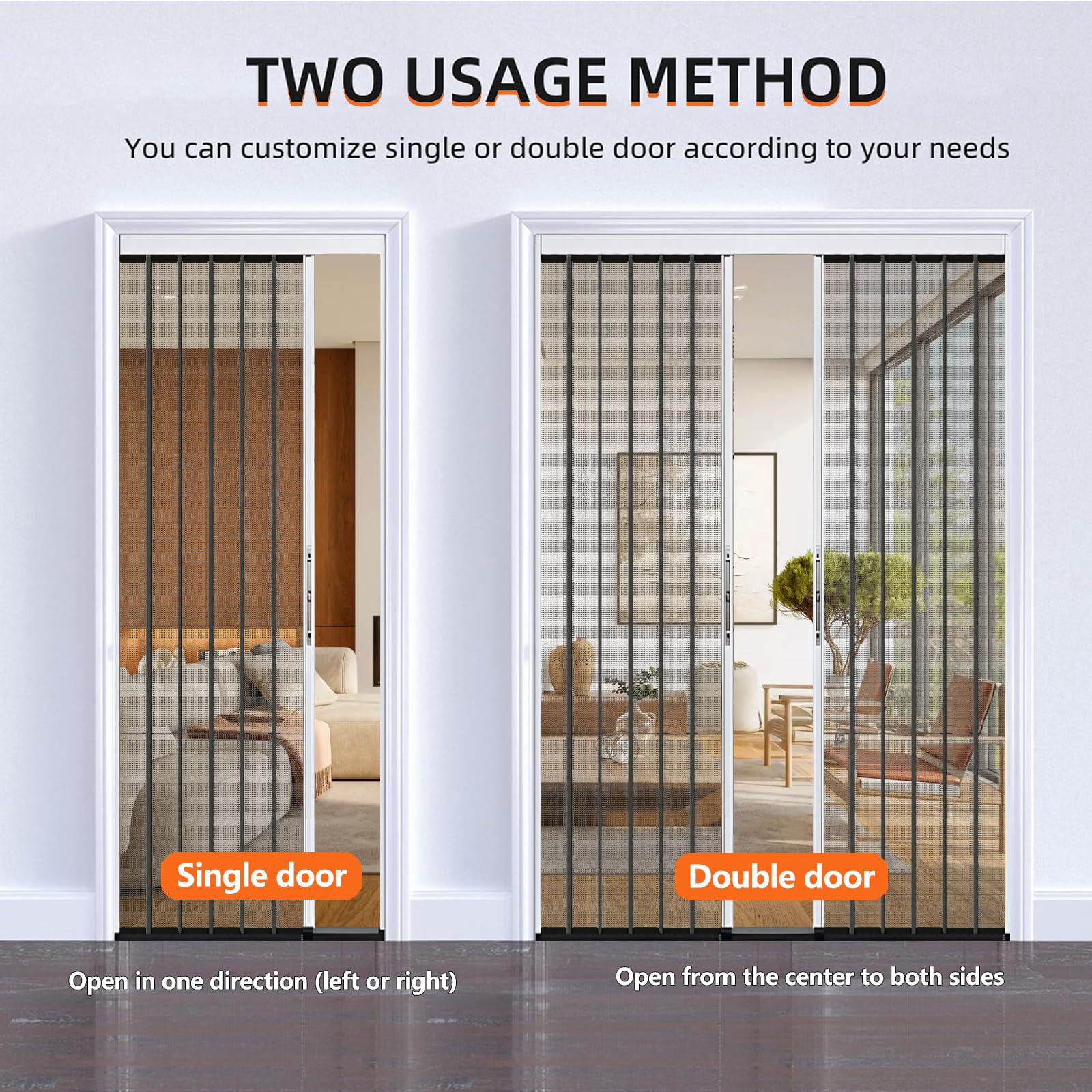 Puerta Plegable de Acordeón Interior Sin Taladrar a Medida, Mosquitera Corredera Retráctil con Cerradura y Marco de Aluminio, Separador de Ambientes para Patio, Terraza y Garaje