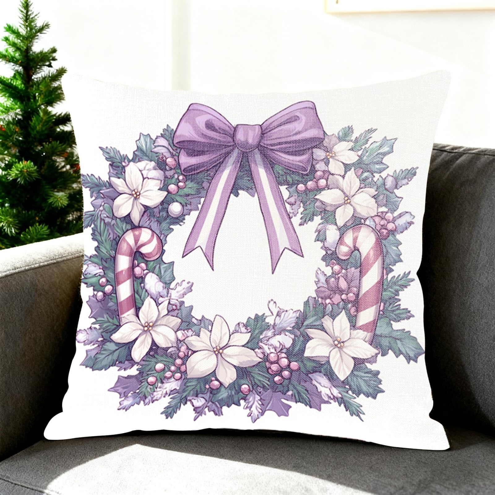 Cushion Covers 40cm x 40cm Purple And White Pillowcase Invisible Zipper