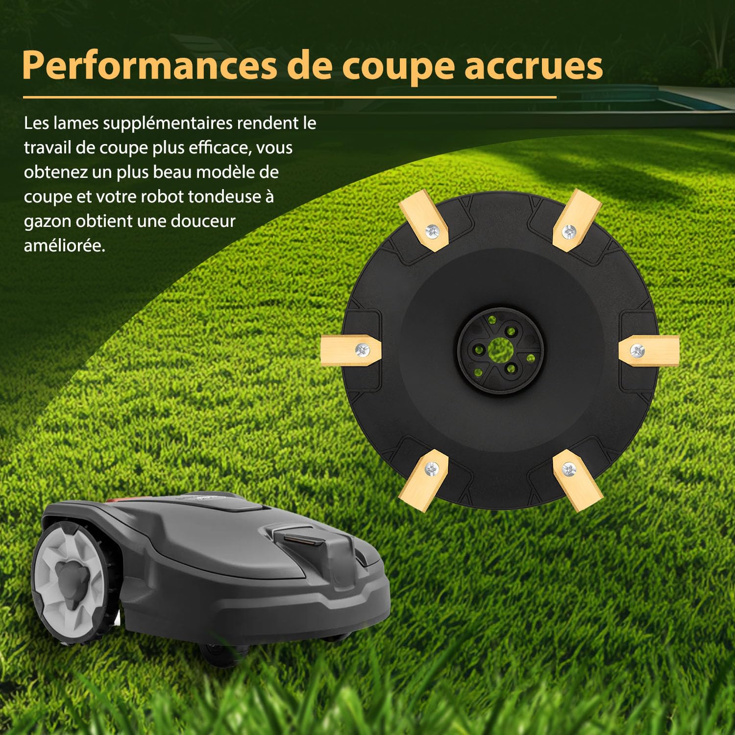 【Coupe Plus Efficace】Plaques de lames + 6 pièces de lames de rechange compatibles avec Husqvarna Automower pour 420,430x,440,520,550 série Jusqu'au modèle 2019,disque pour robot tondeus