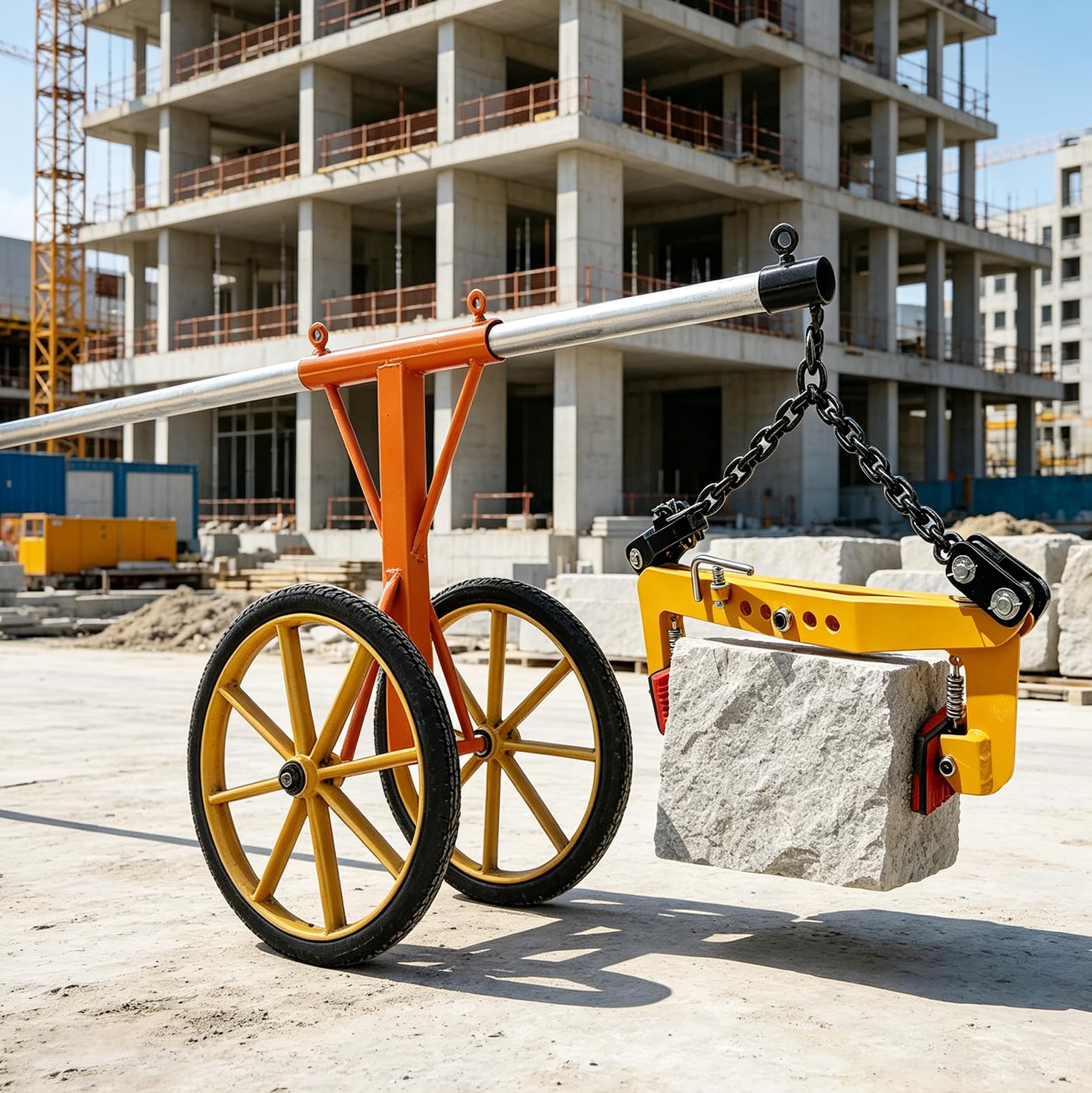 Bordsteinzange mit Kette, Versetzzange mit Einer Tragfähigkeit von 350 kg | Steinheber mit Einstellbarem Öffnungsdurchmesser von 27-50 cm