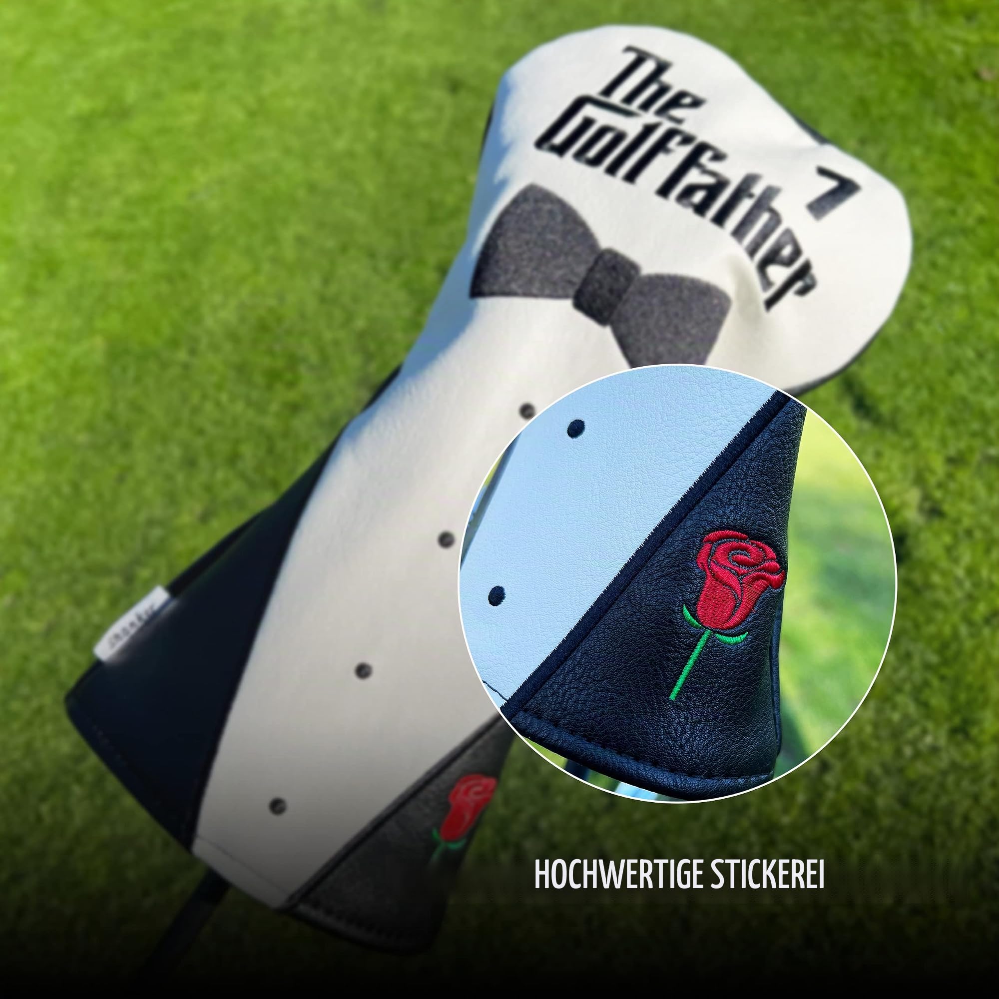 Shanker Golf Schlägerhaube – The Golf Father Driver & Putter Covers – Lustige Golfschlägerabdeckungen für Väter – Tour-Grade PU-Leder, wasserdicht, weiches Futter, gestickte Logos